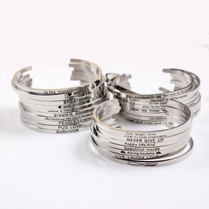 Quantité minimale de commande bas personnalisé personnalisé inspirant en acier inoxydable positif <span class=keywords><strong>citation</strong></span> inspirante gravé manchette <span class=keywords><strong>amour</strong></span> Bracelet Bracelet - Product Image 6