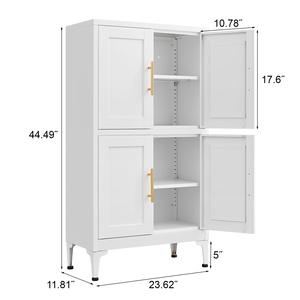 Armoire haute en métal blanc, meuble de rangement au sol avec étagères réglables pour aliments et <span class=keywords><strong>vin</strong></span>, armoire de chambre ou d'entrée - Product Image 2