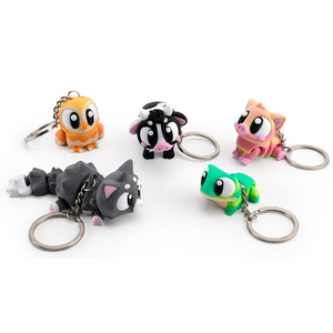 Porte-clés animal imprimé en 3D multicolore avec de grands yeux, mignon, ludique et articulé, accessoire créatif pour clés - Product Image 3