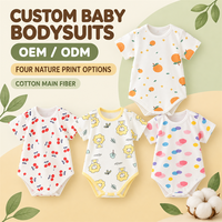 Baby Rompertje Korte Mouw Fruit Leeuw Wolk Print Katoen Drukknoopsluiting OEM Groothandel Aangepast Label