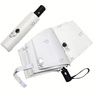 Paraguas de Tubo de Hierro de Doble Uso, Totalmente Automático y Seguro para Adultos, Diseño Clásico Plegable en Tres Secciones, Plegado Manual para Sol y Lluvia - Product Image 1
