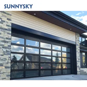 Sunnysky Exterior Aluminum Garage Door Modern Villa House Glass Garage Door Electric Sectional Roller Garage Door