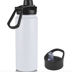 Bouteille d'eau isotherme de 24 oz avec couvercle à paille, en acier inoxydable, à double paroi sous vide, avec couvercle à large ouverture - Product Image 1