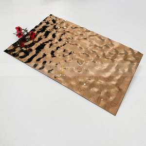 LL37 Exclusive Design 304 Stainless Steel Water Ripple <b>Sheet</b> Rose Gold <b>Mirror</b> Finish Water Wave Embossed for Hotel Wall Panel - Product Image 2