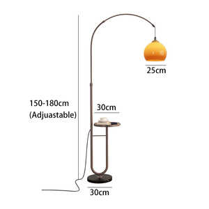 Lámpara <span class=keywords><strong>de</strong></span> <span class=keywords><strong>Pie</strong></span> Multifuncional con Arco, Carga USB y Mesa Lateral, Lámpara LED <span class=keywords><strong>de</strong></span> <span class=keywords><strong>Pie</strong></span> <span class=keywords><strong>de</strong></span> Nogal para Sala <span class=keywords><strong>de</strong></span> Estar, Dormitorio, Decoración del Hogar - Product Image 6