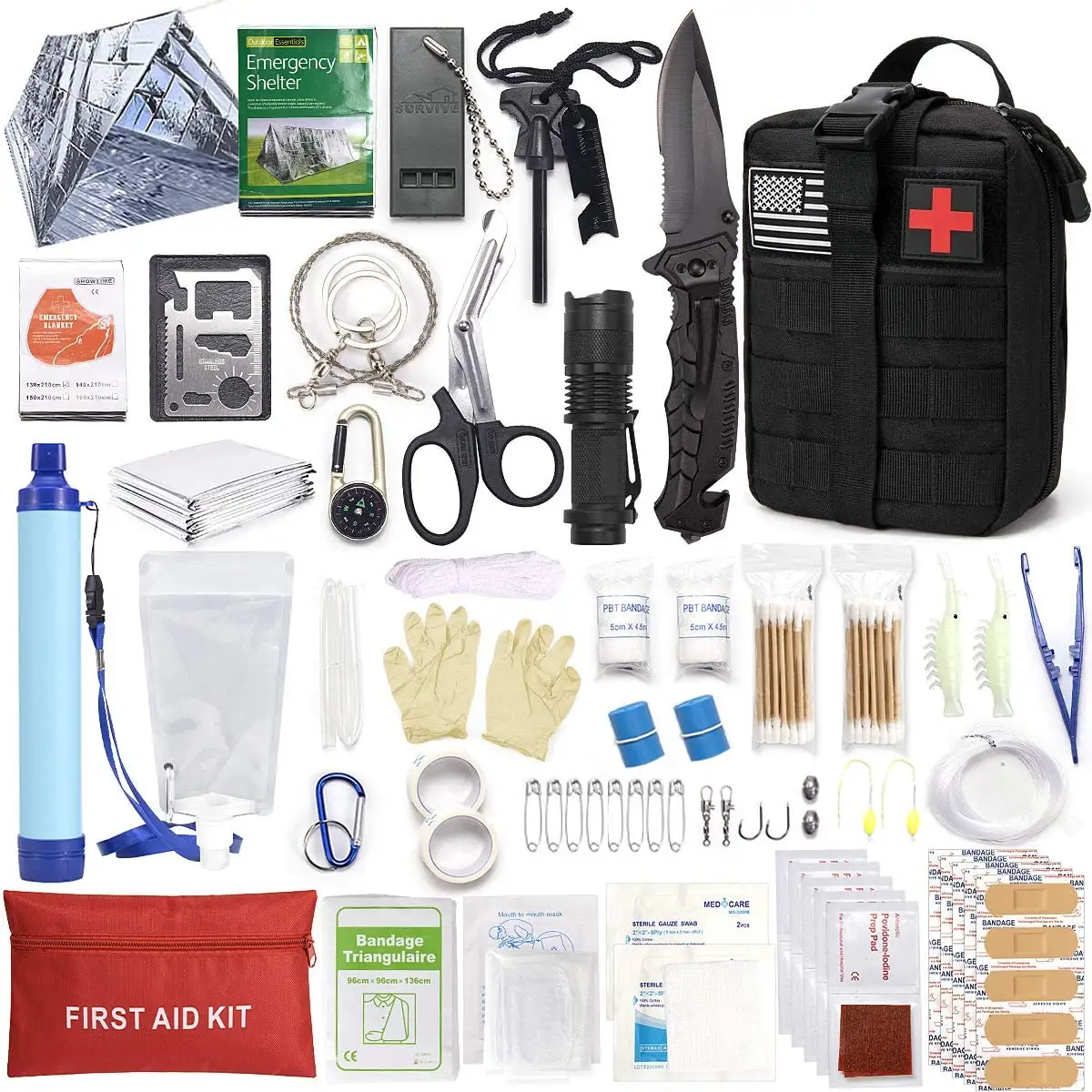 250 stück Überleben First Aid Kit IFAK Molle System Kompatibel Outdoor Getriebe Notfall Kits Trauma Tasche für Camping Wandern