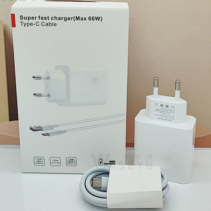 White EU Plug+1m 6a typec cable+box