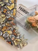 Tissu brodé 3D multicolore à broderie lourde pour robes, vêtements et artisanat DIY