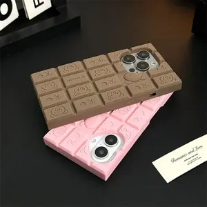 Casing silikon iPhone, untuk iPhone 15 14 13 12 Pro Max 11 16 Pro Max cokelat beruang kucing 3D kartun casing ponsel lucu penutup silikon lembut - Product Image 3