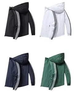 2024 봄 방풍 따뜻한 줄무늬 지방 플러스 사이즈 얇은 후드 지퍼 여성 및 남성 자켓에 대한 새로운 기능