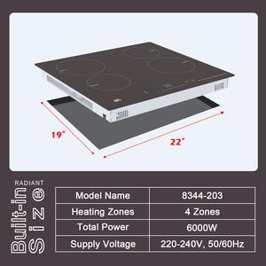 Built-In Electric Ceramic Cooktop 4 Burners Touch Control Smooth Surface Household Use - Product Image 2