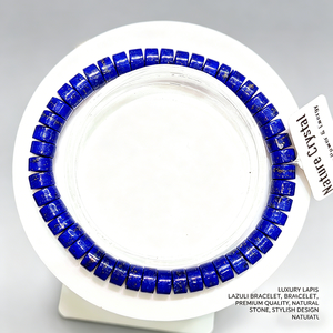 Bracelet en <span class=keywords><strong>Lapis</strong></span> <span class=keywords><strong>Lazuli</strong></span> Naturel de Haute Qualité, Perles Tubulaires Bleues en <span class=keywords><strong>Lapis</strong></span> <span class=keywords><strong>Lazuli</strong></span>, Bracelet Extensible, Bijou en Pierre Gemme Guérisseuse - Product Image 5