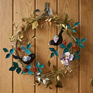 Corona romántica de metal hecha a mano con pájaros, flores y hojas, corona decorativa redonda para el día de San Valentín sin iluminación - Product Image 5