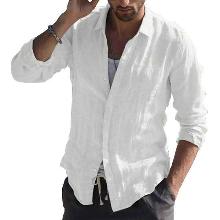 Camisa informal de lino para hombre, ropa cómoda y a la moda, de