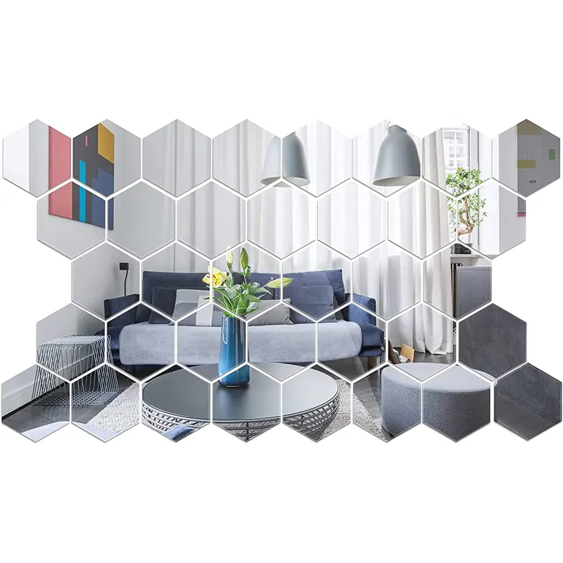36pcs Hexagon Wall Stickers Removable 3d Acrylic Mirror Setting Wall Sticker For Home Living Room Bedroom Decoration