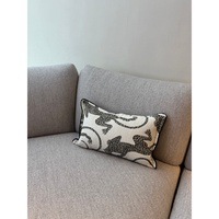 Coussin carré décoratif en jacquard de coton et lin scintillant à motif géométrique abstrait pour salon et chambre à coucher de luxe moderne