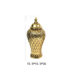 Vase en céramique créatif Factory Direct, vase à fleurs de luxe doré pour la maison et les mariages, pots à gingembre pour la table d'hôtel - Product Image 6