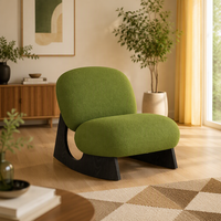 Fauteuil simple en tissu moderne et minimaliste, design incurvé vert, pour salon, montage facile, élégant, confortable, fauteuil de détente