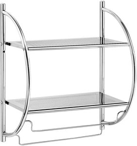 Estante de Toallas Cromado para Montar en la Pared, Estante de Baño de 2 Niveles, Estante de Almacenamiento de Doble Capa - Product Image 1