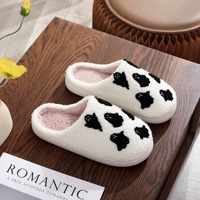 Sepatu Rumah Anti-Slip Tahan Lama untuk Pria Wanita Pasangan, Berbahan Plush Hangat Musim Dingin dengan Lapisan Bulu Buatan, Desain Kartun Hantu Halloween Terbaru