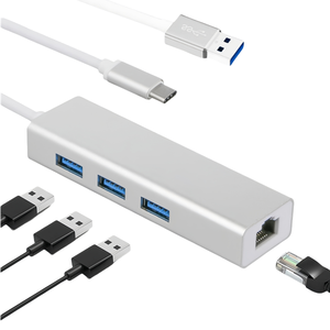 Loại-C <span class=keywords><strong>USB</strong></span> <span class=keywords><strong>HUB</strong></span> Loại C để <span class=keywords><strong>USB</strong></span> 3.0 <span class=keywords><strong>Hub</strong></span> USB3.0 3 cổng với RJ45 100Mbps 1000Mbps Gigabit Ethernet LAN Card Mạng Adapter cho Mac - Product Image 1