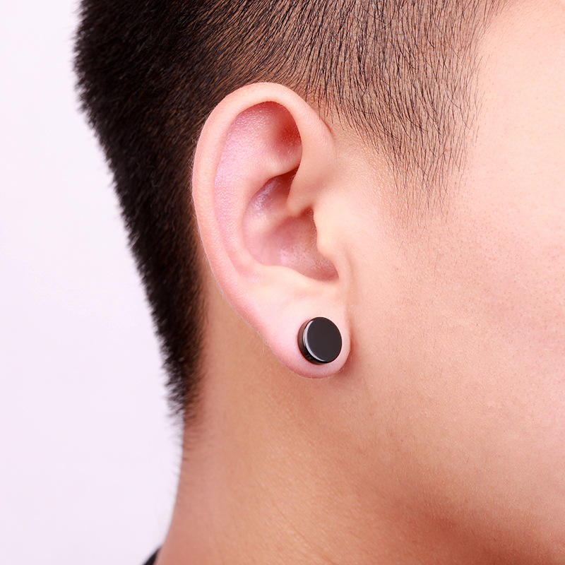 Piercing Earrings 510 Boys Earring Black Men Women 6PCS Plug Ear 並行輸入品 2Pcs Punk Black Unisex Stud Earring Barbell Piercing Earring For