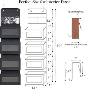 Organisateur suspendu pour porte avec fenêtre transparente et poche en PVC, organiseurs de placard suspendus pour le rangement des articles divers - Product Image 5