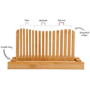 Trancheuse à <span class=keywords><strong>pain</strong></span> en bambou avec bac à miettes, coupe-<span class=keywords><strong>pain</strong></span> réglable pour usage domestique, guide manuel de découpe <span class=keywords><strong>du</strong></span> <span class=keywords><strong>pain</strong></span> - Product Image 2