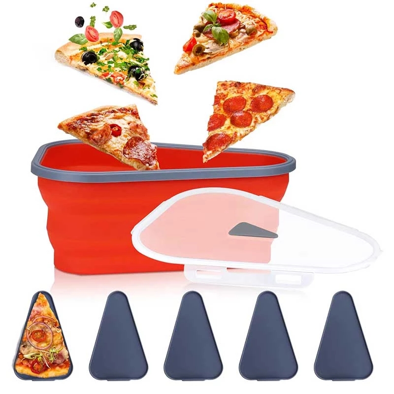 Лидер продаж, идеальный многоразовый контейнер для хранения пиццы с 5 микроволновыми сервировочными лотками, регулируемый контейнер для пиццы