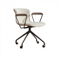 Fauteuil de lecture pivotant en cuir antique marron véritable, dossier moyen, avec roulettes, pour la maison, le bureau et l'hôtel - Vente en gros