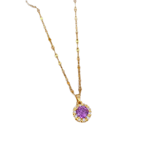 Hot Trendy Christian Link <b>Chain</b> Pink Zircon Swan Pendant Necklace Women's Stainless Steel Gold Plated - Product Image 1