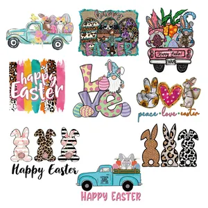 New Release Colorful Peace Love Easter Hot Saling Screen Print Transfer Easter Heat Transfer Printing For Garment