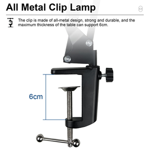 Lampe <span class=keywords><strong>de</strong></span> bureau à clipser LED pliable tout métal, lampe <span class=keywords><strong>de</strong></span> lecture à <span class=keywords><strong>pince</strong></span>, 3 températures <span class=keywords><strong>de</strong></span> couleur, 10 niveaux <span class=keywords><strong>de</strong></span> gradation, mémoire, alimentation USB, protection des yeux - Product Image 5