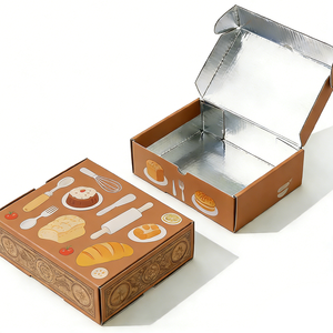 Cajas para Pasteles Aisladas Personalizadas, Cajas de Embalaje de Papel Corrugado de Grado Alimenticio Desechables, Caja de Reparto de Postres y Pastelería para Llevar - Product Image 2