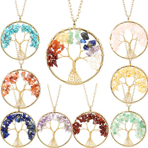<span class=keywords><strong>Arbre</strong></span> de Vie Fil Enveloppé Pendentif Quartz Naturel Énergie Spirituelle Guérison Cristal Bijoux Collier - Product Image 1