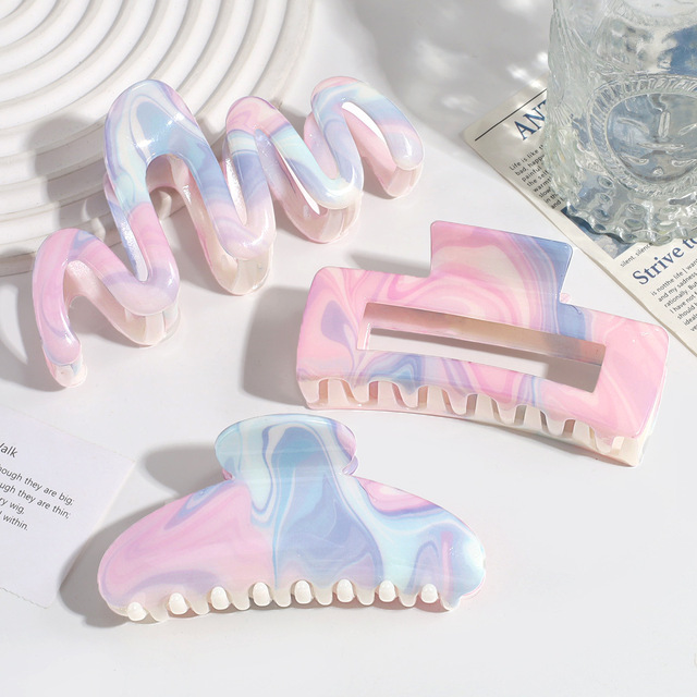 Korean Version of the Fashion Sweet Super fairy Gradient Faint Color Wave Grab Clip All Large Back Hair Clip Hair Accessories