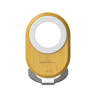 Nouveau chargeur sans fil magnétique rapide 15W, réglable, avec entrée QC3.0 Type-C, support de téléphone en bois de bambou, pour téléphones mobiles, 12 mois