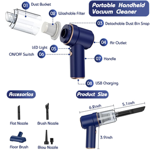 <b>Portable</b> Handheld Wireless Mini Home <b>Vacuum</b> Cleaner Blower Electric Cordless Multifunction Cleaning Car 6-8KPa Suction 2600mAh - Product Image 4