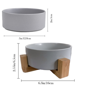 Wholesale Custom Logo Ceramic Wooden Frame Pet <b>Cat</b> Dog Bowl - Product Image 2