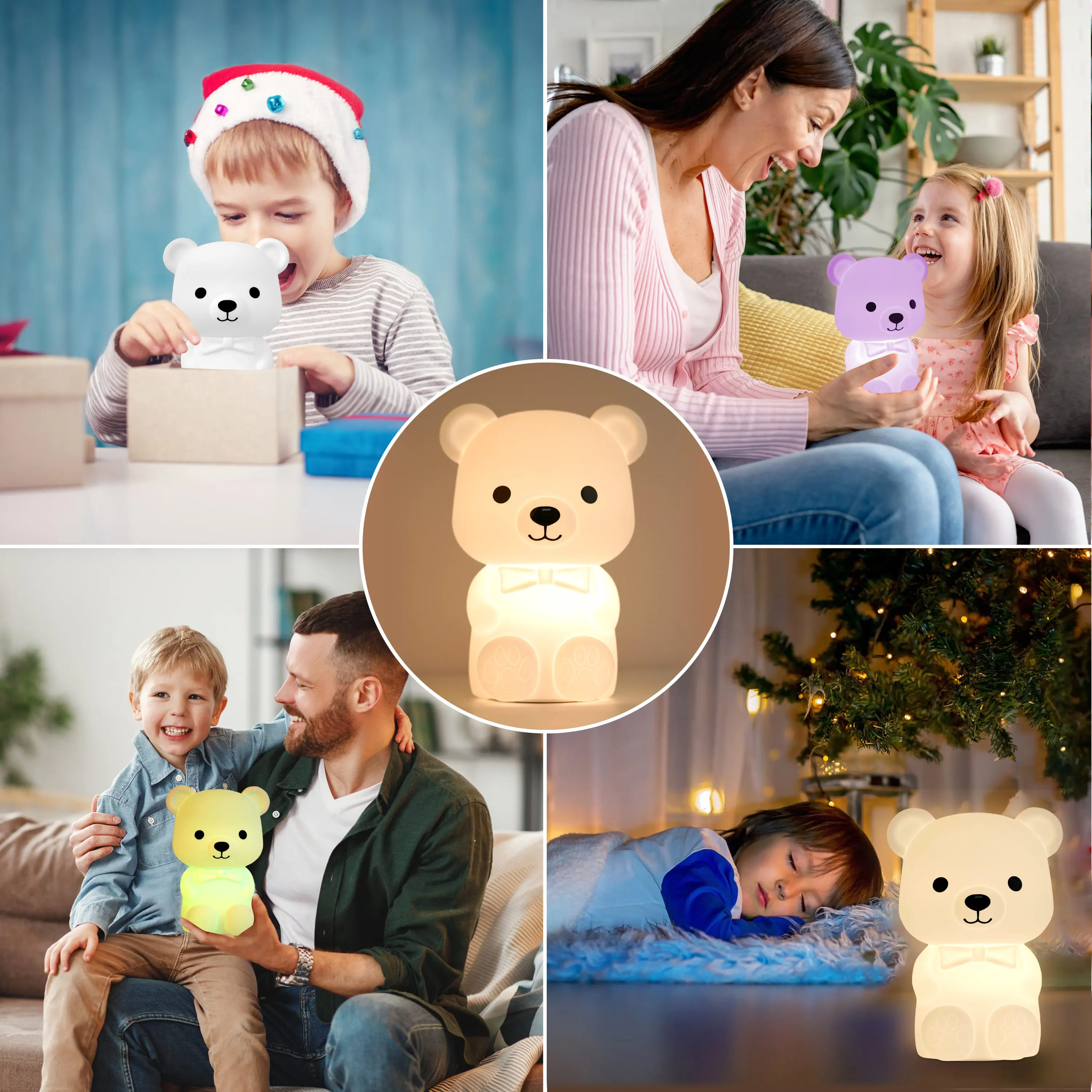 Veilleuse lampada da letto 3D Panda Silicone Led luce notturna per bambini