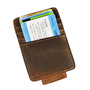 Boshiho RFID Customize Crazy Horse Genuine Leather Credit Card <b>Holder</b> With Money Clip Magnet Card <b>Holder</b> <b>Wallet</b> - Product Image 2
