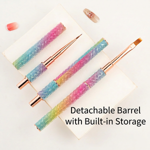 Pinceau à ongles à manche dégradé scintillant, poils en nylon, pour gel, liner, peinture, extension, outil de manucure - Product Image 2