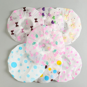 Korean Style Waterproof Shower Cap Cartoon Pattern Thickened Adult Women Bath Cap PE Material Approx 27cm - Product Image 3