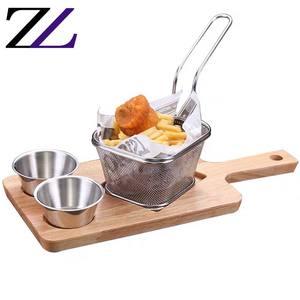 Soporte de acero inoxidable para patatas fritas, mini cestas de comida rápida a prueba de freír, hamburguesa, patatas fritas, alas de <span class=keywords><strong>pollo</strong></span>, cestas de servicio cónicas - Product Image 1