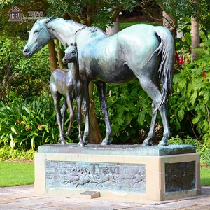 Scultura TREVI di Cavallo e Puledro a Grandezza Naturale 2m in Bronzo Antico con Patina Verde per Decorazione Giardino - Product Image 4