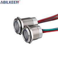 Premium 19mm 12V IP67 dapat diredupkan saklar sentuh lampu latar LED Gang ganda kompatibel dengan kebanyakan lampu LED untuk penggunaan rumah kantor Hotel