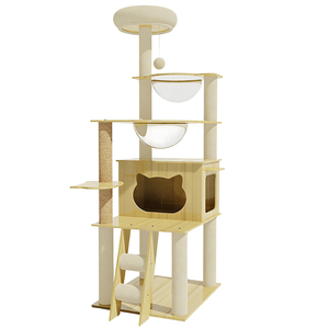 Árbol para Gatos de Madera al por Mayor, Estructura para Trepar, <span class=keywords><strong>Nido</strong></span>, Cápsula <span class=keywords><strong>Doble</strong></span>, Estilo Universal para las Cuatro Estaciones, Juguete para Gatos con Diseño Encantador - Product Image 3