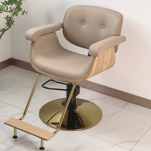 Chaise de barbier pivotante à fond rond avec cadre en bois au design élégant, couleur claire, chaises de <span class=keywords><strong>coiffure</strong></span> pour barbier - Product Image 2