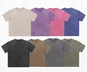 Camiseta de algodón vintage lavado de 230 g para hombre, corte holgado, cuello redondo retro americano, manga corta para verano, venta transfronteriza - Product Image 3