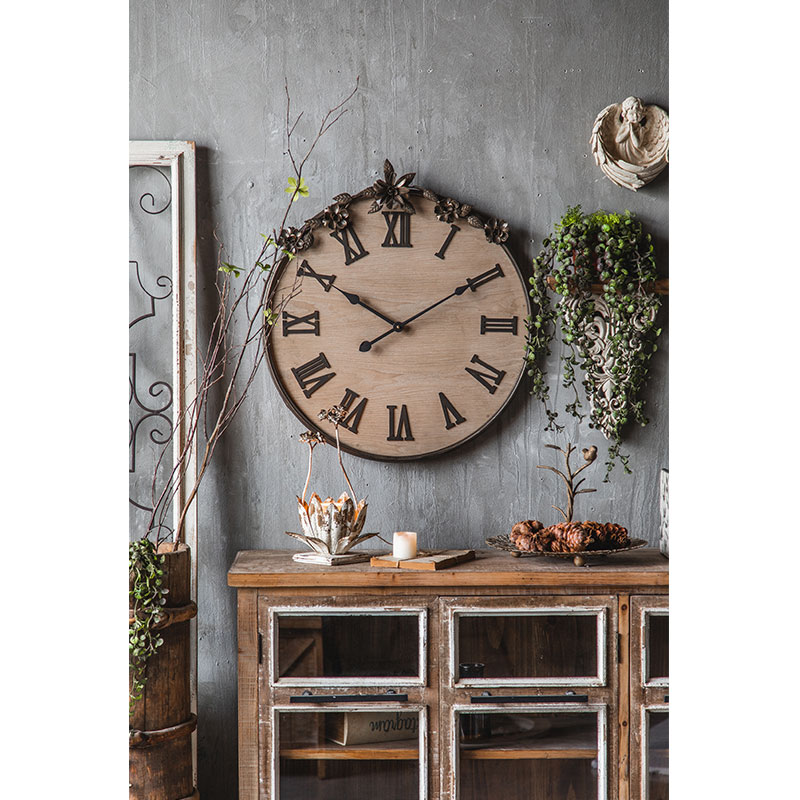 Horloge murale en bois ronde D30 cm - Vintage Temps - Déco en bois | Terre du bois